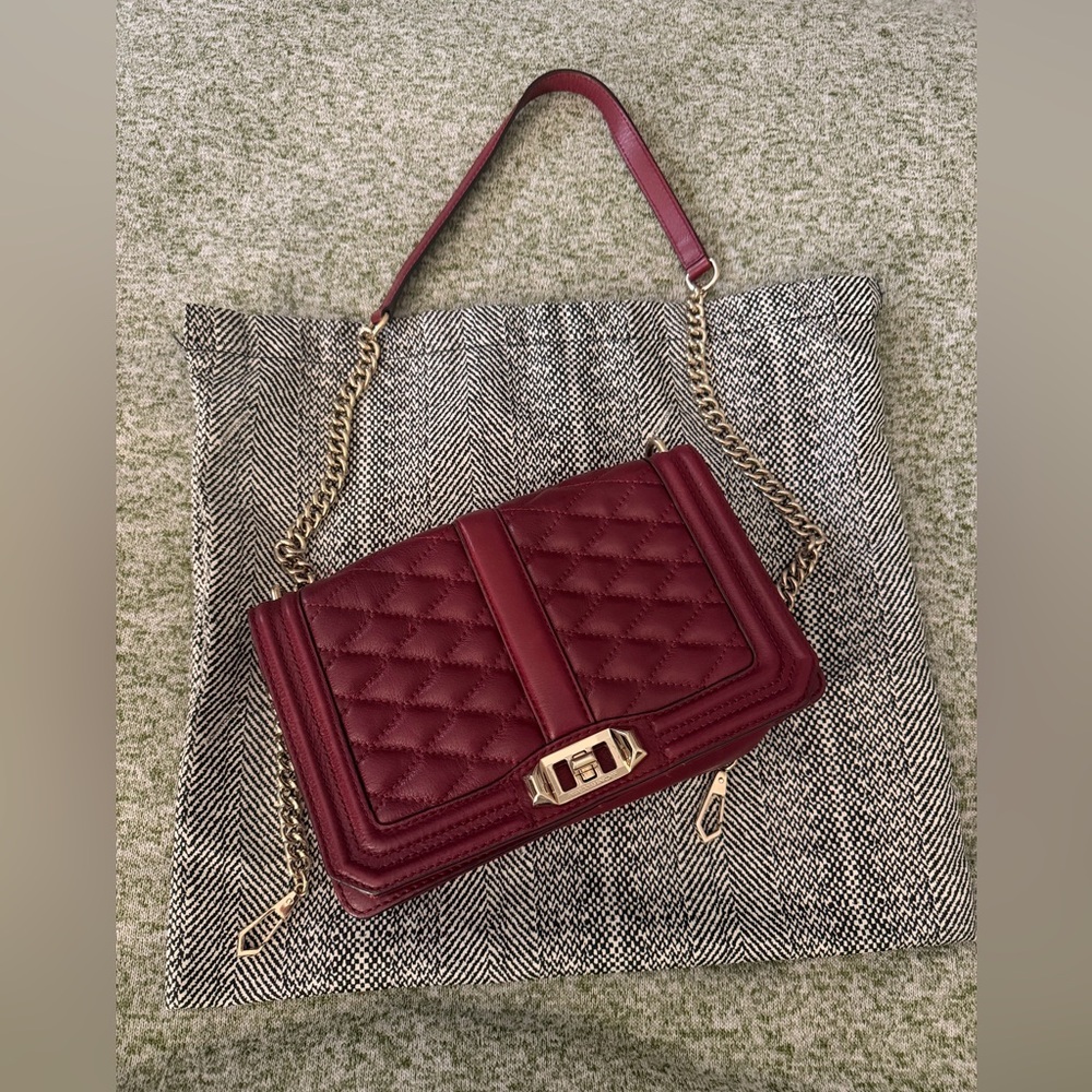 Rebecca Minkoff Elegant Burgundy Quilted Shoulder Bag